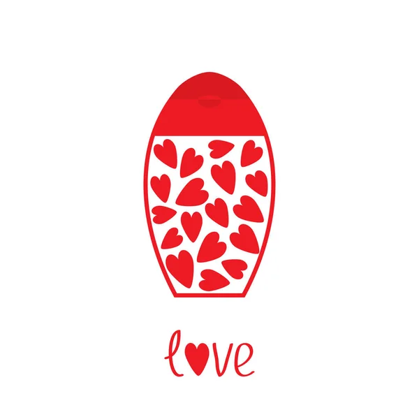 Cartão de amor com corações vermelhos — Vetor de Stock