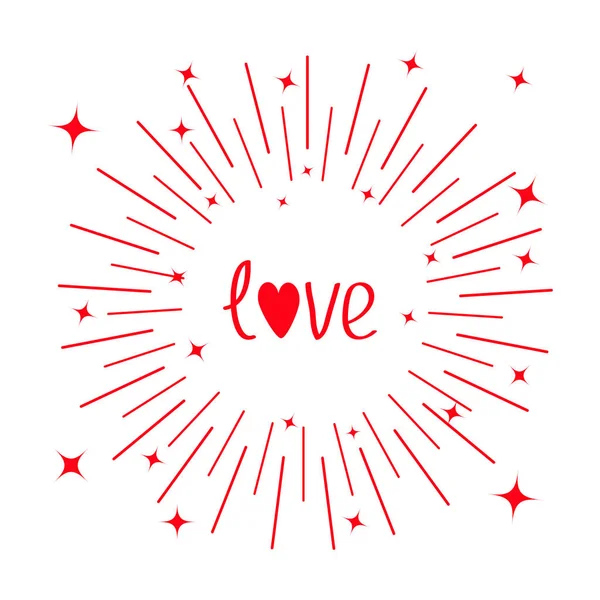 Kärlek kort med rött hjärta — Stock vektor