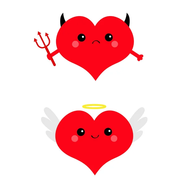 Adresskortsmallen med tecknad röd hjärta — Stock vektor