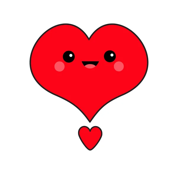 Modello di carta con cuore rosso cartone animato — Vettoriale Stock