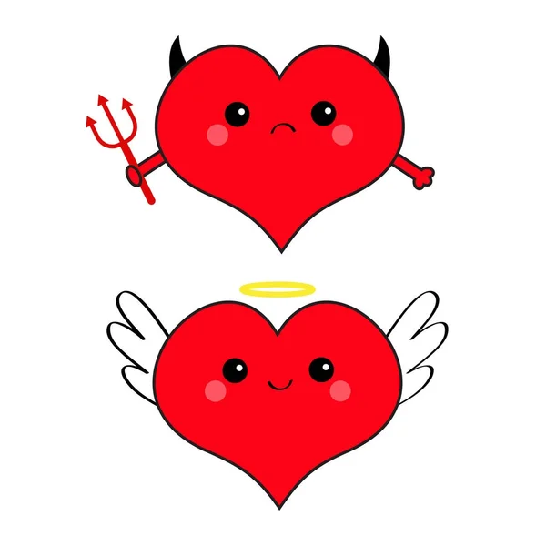 Red heart face head icon set. — Stock Vector