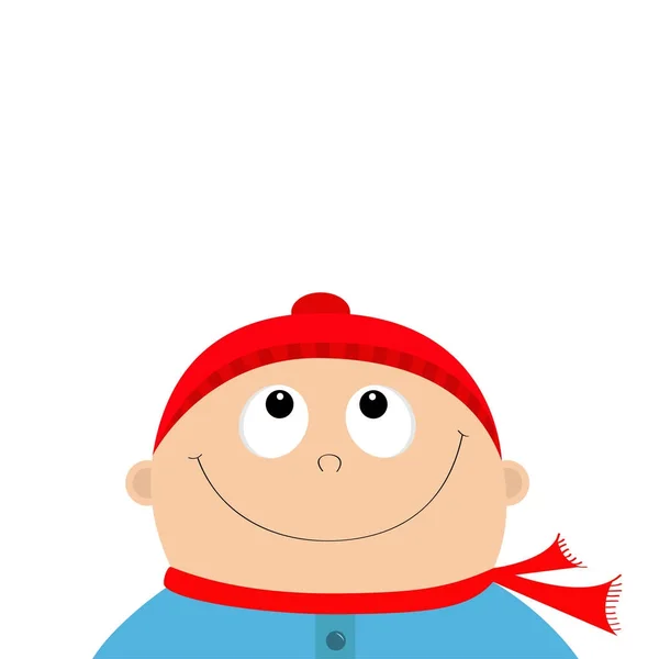 Baba fiú visel piros kalap és sál. — Stock Vector