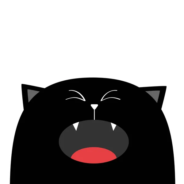 Negro gato cara llorando . — Vector de stock