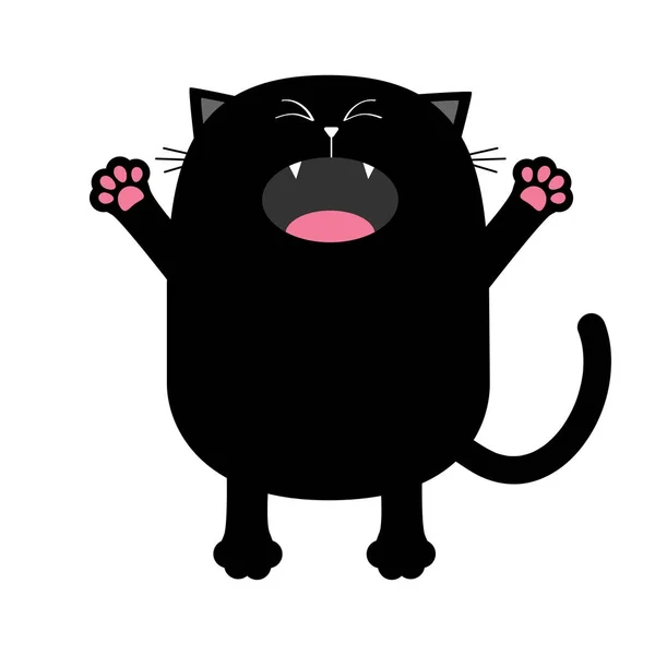 Zwarte kat silhouet schreeuwen — Stockvector