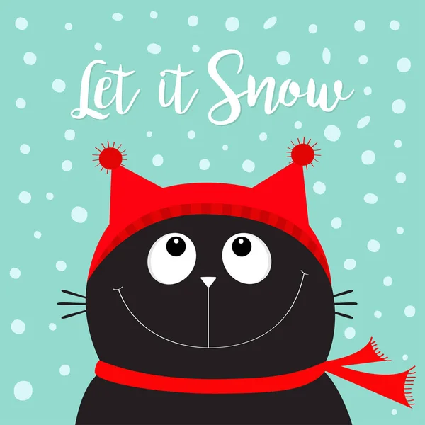 Ať sníh. Černá kočka — Stockový vektor