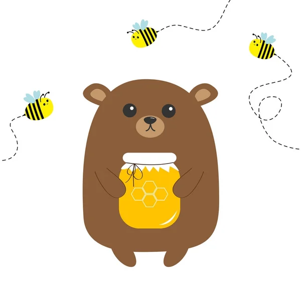 Urso pardo Grizzly segurando mel — Vetor de Stock
