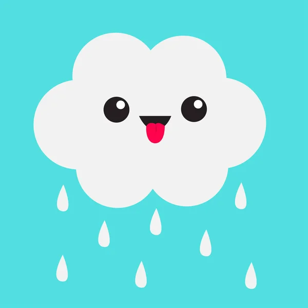 Nube de dibujos animados kawaii con gotas de lluvia . — Archivo Imágenes Vectoriales