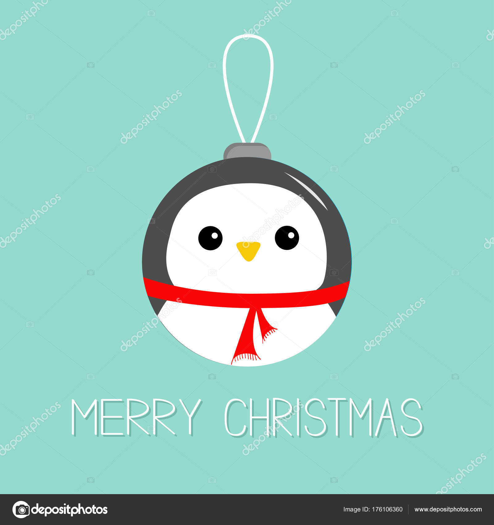 Merry Christmas piÅ‚ki zabawki wiszÄ…ce Pingwin ptak gÅ‚owy twarzy Czerwony szalik Cute baby kawaii kresk³wka Ozdoba drzewa PÅ‚aska konstrukcja