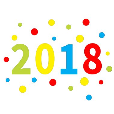 2018 yeni yıl kartı vektör çizim renkli yuvarlak noktalı