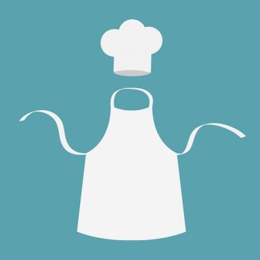 Beyaz boş mutfak pamuk önlük. 