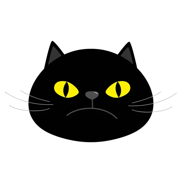 Schwarzes Kätzchen Katzenkopf Gesicht w — Stockvektor