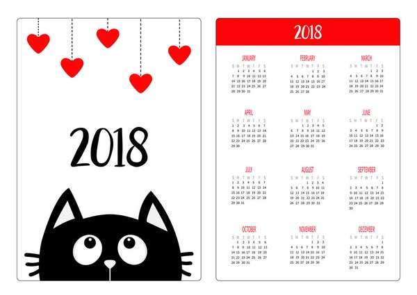 Calendario de bolsillo 2018 año . — Archivo Imágenes Vectoriales