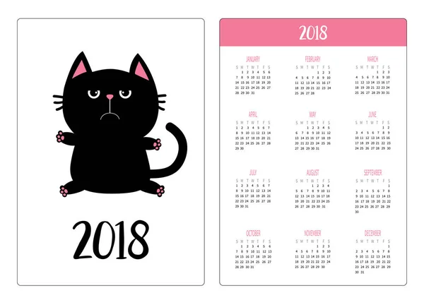 Calendario tascabile 2018 anno . — Vettoriale Stock