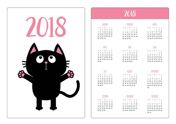 与黑猫的袖珍日历 — 图库矢量图片
