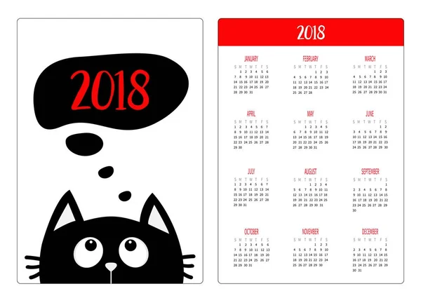 Calendário de bolso com gato preto — Vetor de Stock