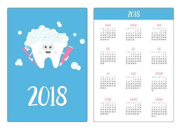 Kalender saku dengan pasta gigi memegang gigi - Stok Vektor