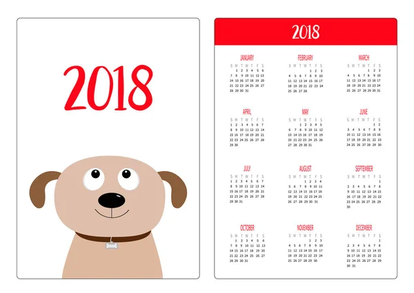 Кишеньковий календар 2018 рік — стоковий вектор