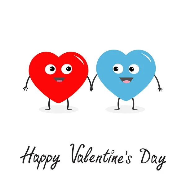 Happy Valentines Day Sign Symbol Red Blue Heart Family Couple — Stock Vector