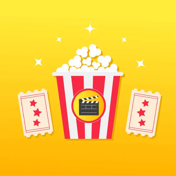 Popcorn Doboz Két Jegyet Sárga Színátmenetet Csillagok — Stock Vector