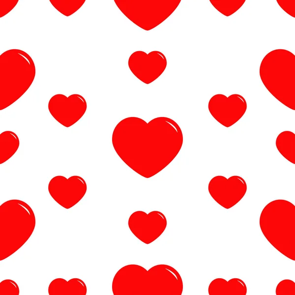 Big Red Hearts Seamless Pattern White — Stock Vector