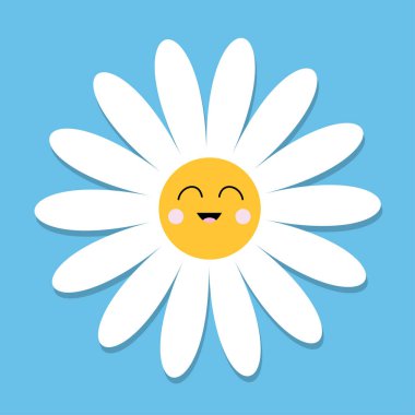 Beyaz yüz, vektör çizim gülümseyen daisy