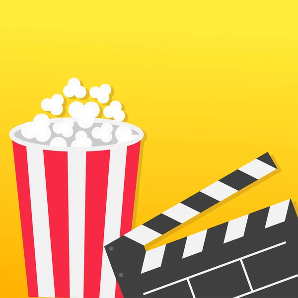 Popcorn Runda Rutan Och Öppna Filmklappa Vektorillustration — Stock vektor