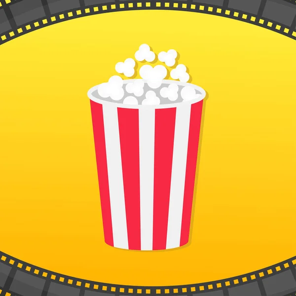 Boîte Ronde Popcorn Avec Bande Film Cadre Arrondi Illustration Vectorielle — Image vectorielle