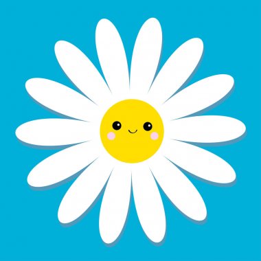 Beyaz yüz, vektör çizim gülümseyen daisy