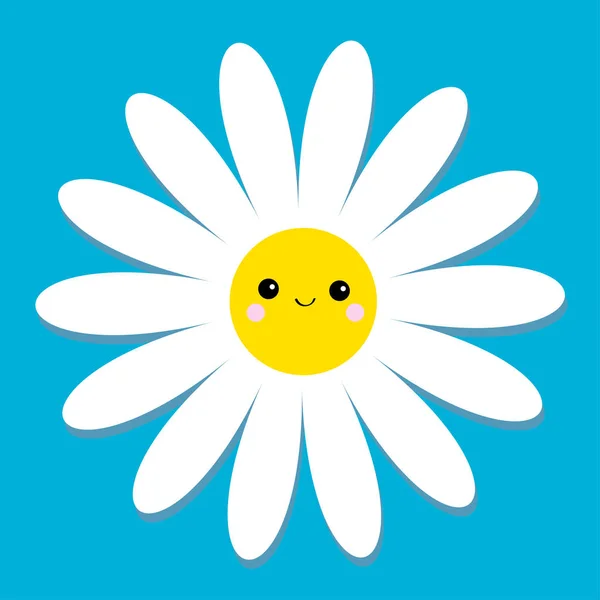 Manzanilla Margarita Blanca Con Cara Sonriente Ilustración Vectores