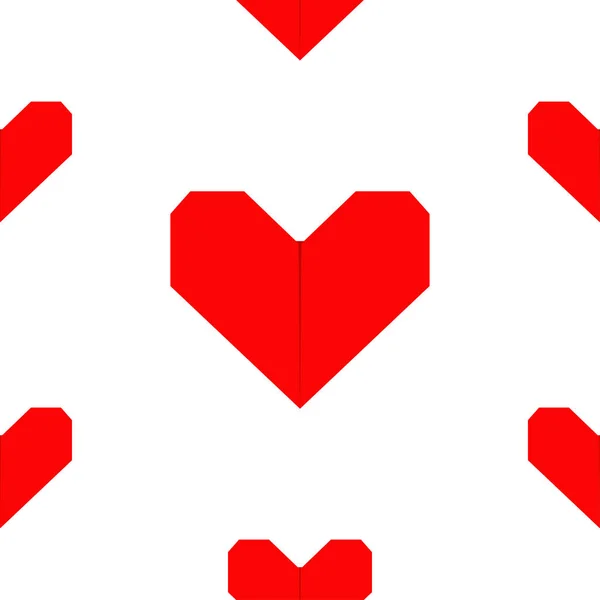 Carte Joyeuse Saint Valentin Avec Coeur Origami Rouge Isolé Sur — Image vectorielle