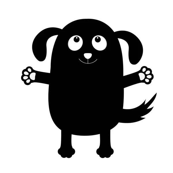 Σκυλί Κουτάβι Σιλουέτα Μαύρο Πρόσωπο Κρατώντας Χέρια Κατοικίδιο Ζώο Συλλογή — Διανυσματικό Αρχείο
