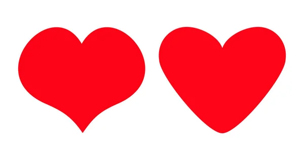 红色心脏图标设置 不同的形状 情人节快乐标志模板 可爱的图形对象 平面设计风格 爱的贺卡 白色背景 矢量插图 — 图库矢量图片