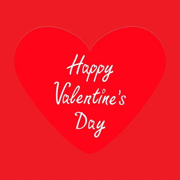 Happy Valentines Day Tekst Grote Rode Papier Hart Frame Wenskaart — Stockvector