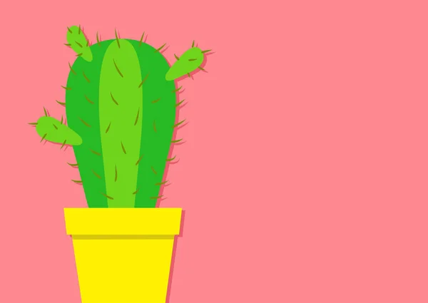 Icône Cactus Pot Fleurs Illustration Vectorielle Sur Fond Rose — Image vectorielle