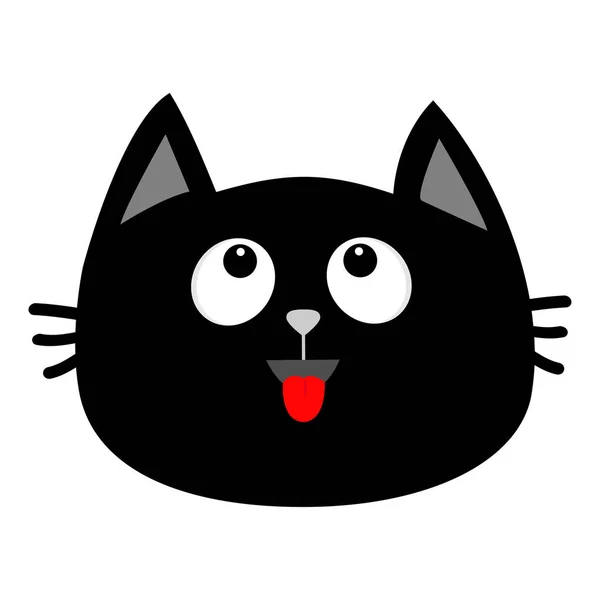 Head Black Cat Looking Vector Illustration White Background — Stock Vector