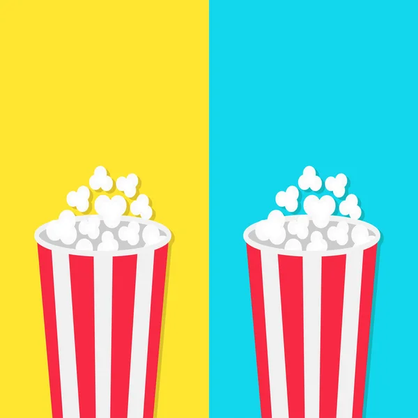 Popcorn Färgglada Papper Koppar Blå Och Gul Bakgrund Vektorillustration — Stock vektor