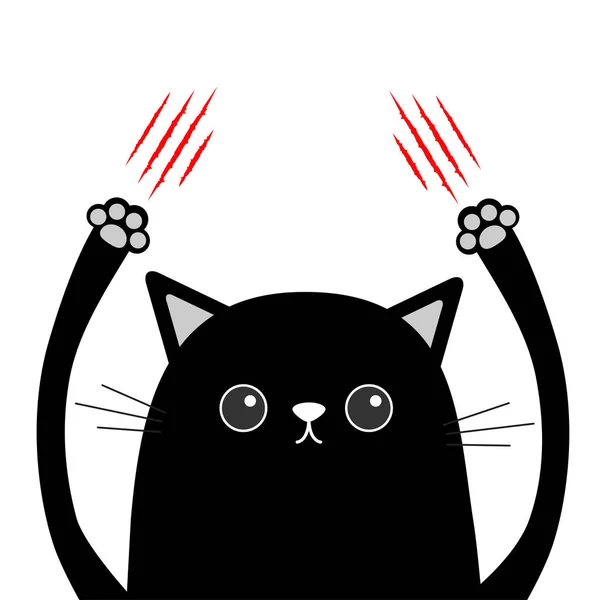 Мультфільм Чорний Кіт Кіготь Подряпини Векторні Ілюстрації — стоковий вектор