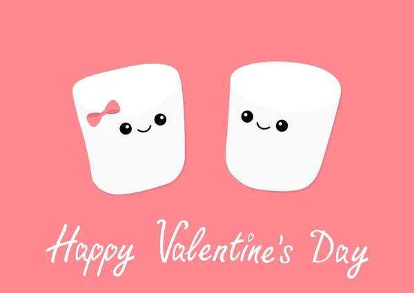 Marshmallows Eyes Smiles Happy Valentines Day Vector Illustration — Stock Vector