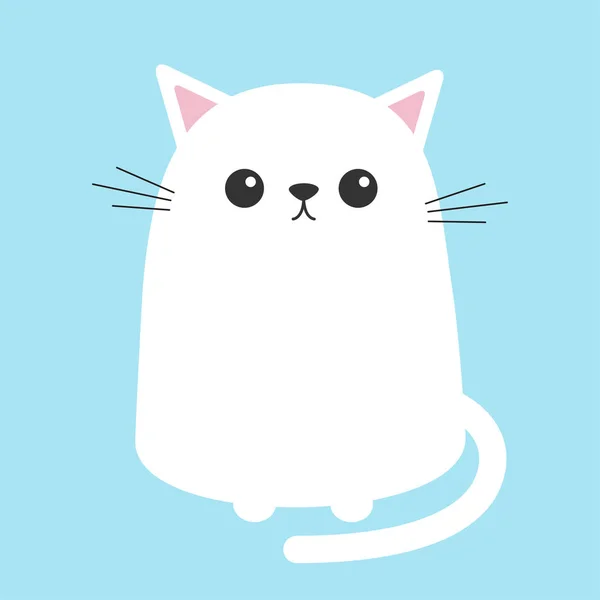 Άσπρη Γάτα Συνεδρίαση Χαριτωμένα Κινούμενα Σχέδια Χαρακτήρα Γατούλα Εικονογράφηση Διάνυσμα — Διανυσματικό Αρχείο
