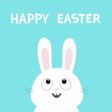 Mutlu paskalyalar. Beyaz tavşan tavşan baş yüz yukarıya bakıyor. Vektör çizim