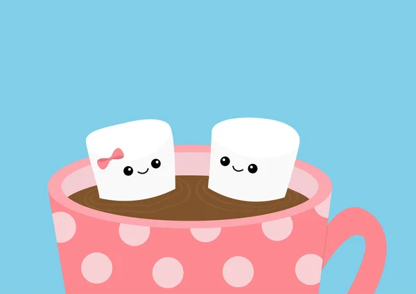 Cup Met Koffie Cacao Drankje Marshmallows Happy Valentines Day — Stockvector
