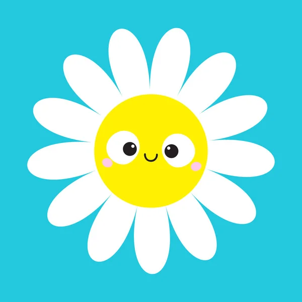 Weiße Gänseblümchen Kamille Mit Lächelndem Gesicht Vektorillustration — Stockvektor