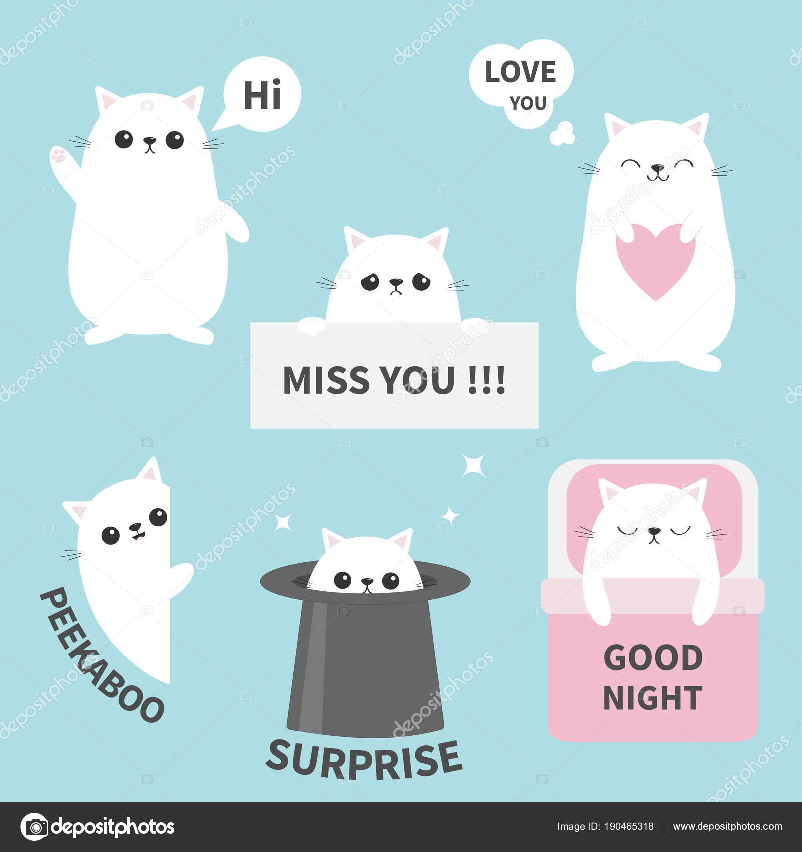 Cute Cat Love Cartoon Vector Icon Illustration - Love - Sticker