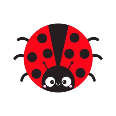 Sevimli çizgi hanım hata simgesi yuvarlak. Sevimli çizgi komik karakter. Güler yüz. Beyaz arka plan. İzole. Bebek illüstrasyon. Düz tasarım. Vektör çizim