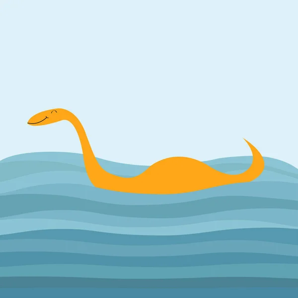 Loch Ness Nessy Fictional Creature Dinosaur Shape Water Monster Eye — Stock Vector