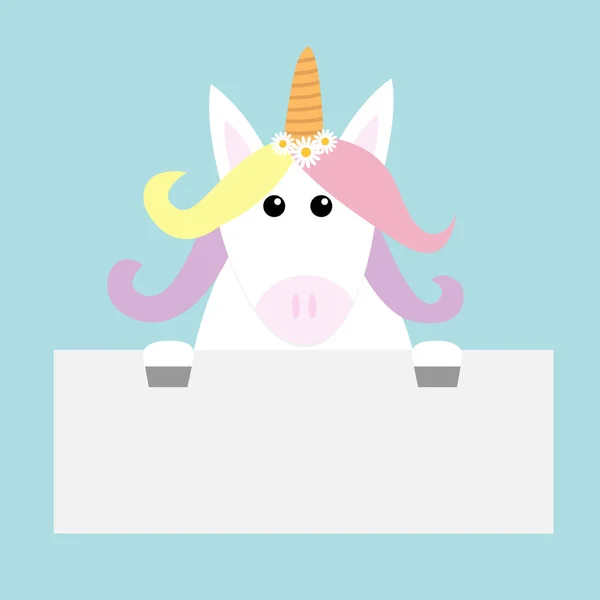 Karakter Bayi Kawaii Kartun Lucu Unicorn Dengan Rambut Pelangi Warna - Stok Vektor