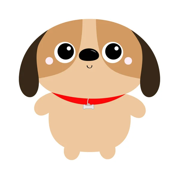 Icona del giocattolo del cane. Occhi grandi. Cagnolino in piedi. Divertente animale Kawaii. Stampa per bambini. Carino personaggio del bambino cartone animato. Collezione animali domestici. Design piatto Sfondo bianco — Vettoriale Stock