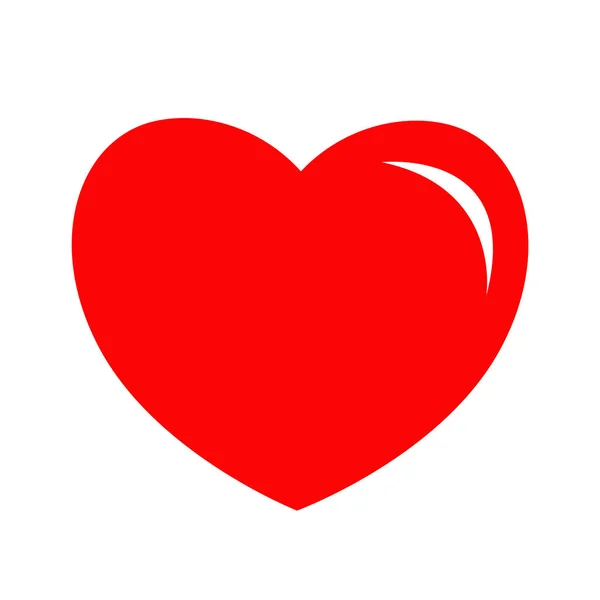 Cœur rouge brillant icône. Joyeux Valentines signe symbole modèle simple. Mignon objet graphique. Design plat. Carte de vœux d'amour. Isolé. Fond blanc . — Image vectorielle