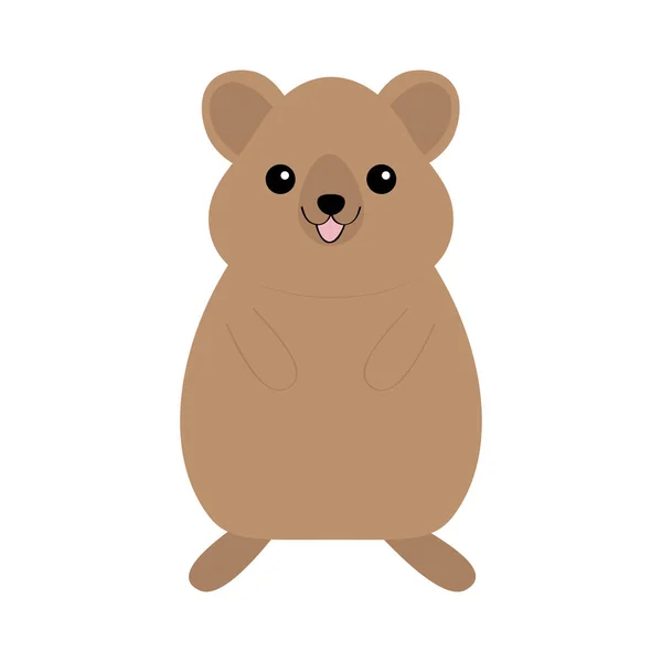 Qokka. Drăguț personaj de desene animate kawaii amuzant. Un animal zâmbitor din Australia. Design plat. Izolat. Fundal alb . — Vector de stoc