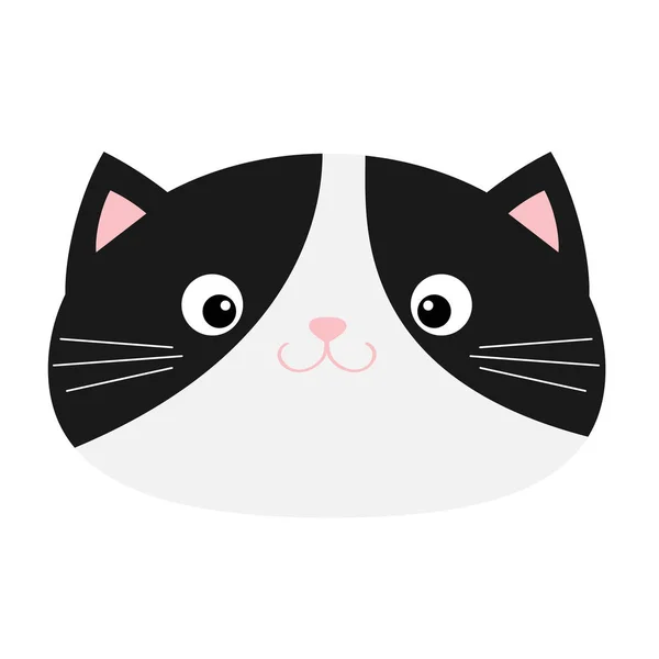Cat head face icon. Black and white color. Funny Kawaii smiling baby animal. Cute cartoon funny character. Pet collection. Flat design. Kids background. Isolated. — Stock Vector